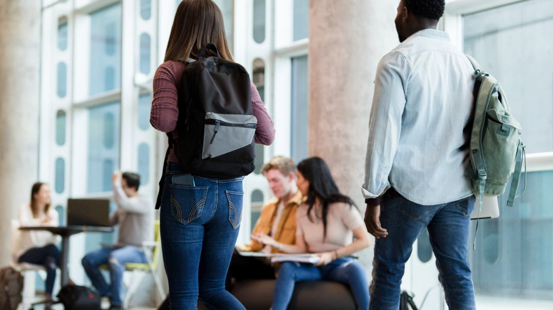 students talking